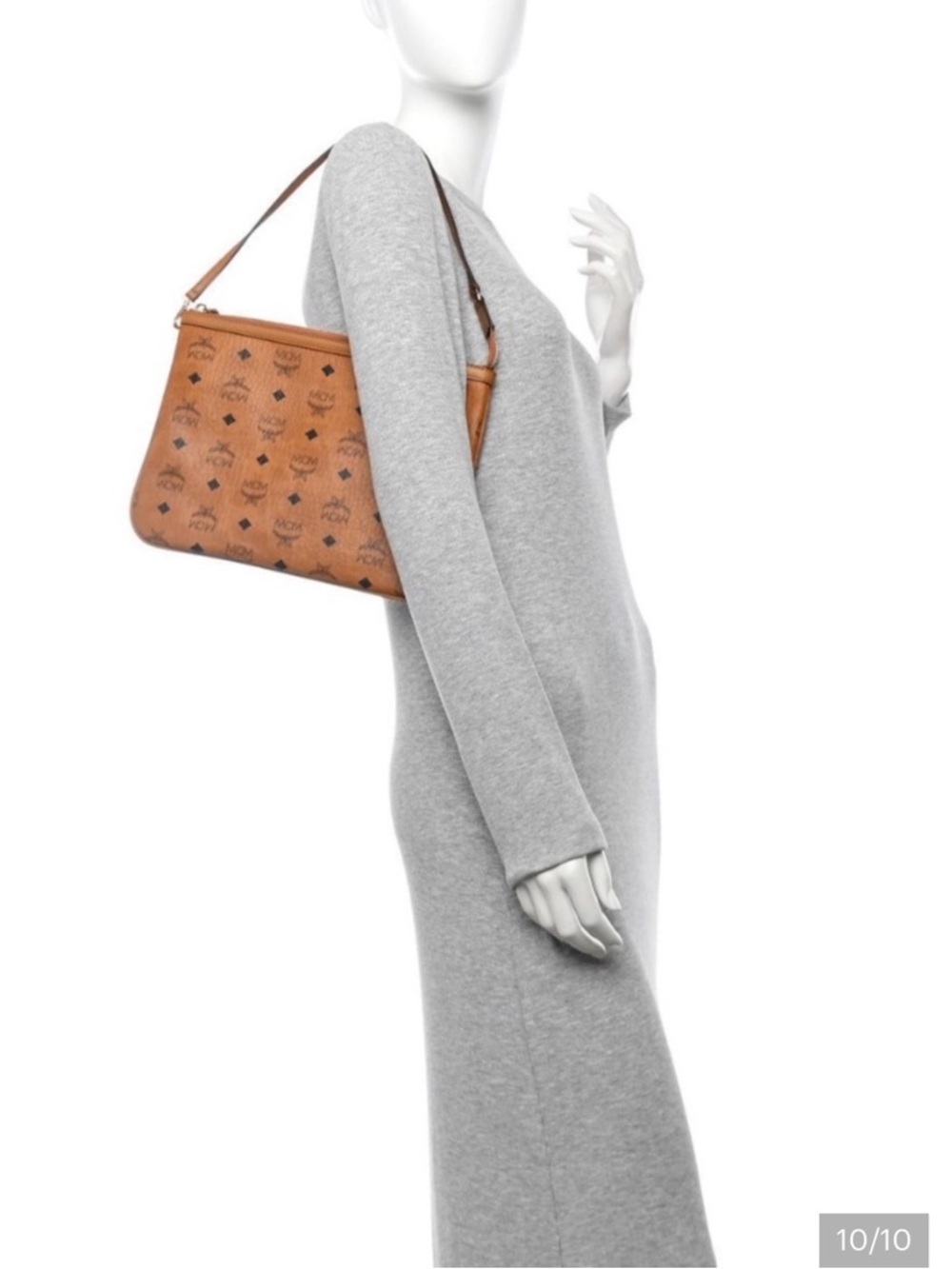 MCM Cognac Logo-Print Shoulder Bag